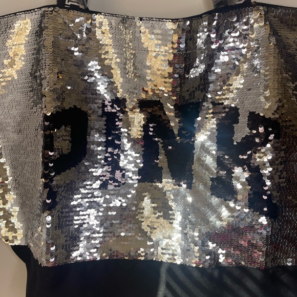 PINK Victoria's Secret Shimmering Silver Tote - Picture 2 of 4